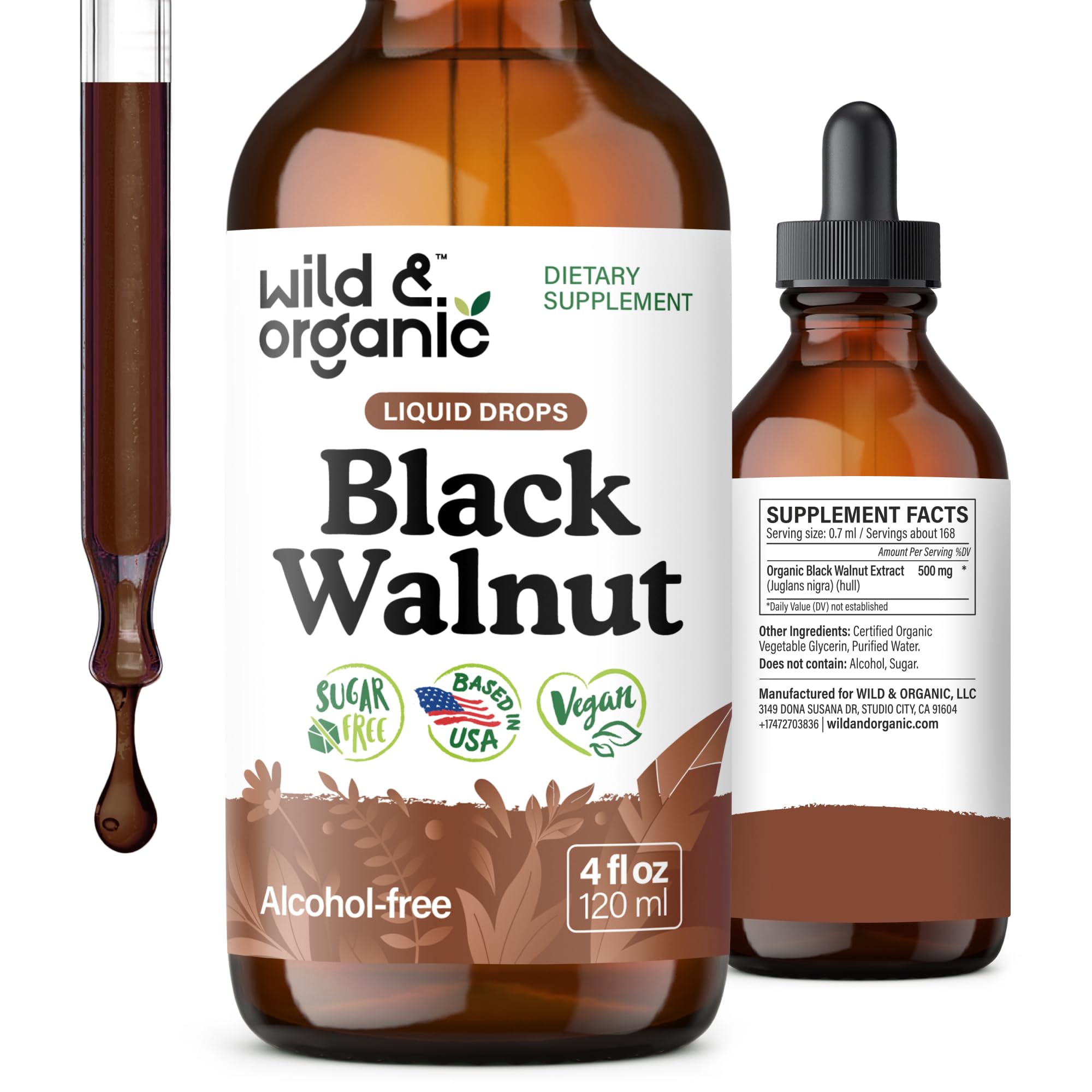 Wild & Organic frasco frontal mostrando etiqueta clara y tamaño práctico