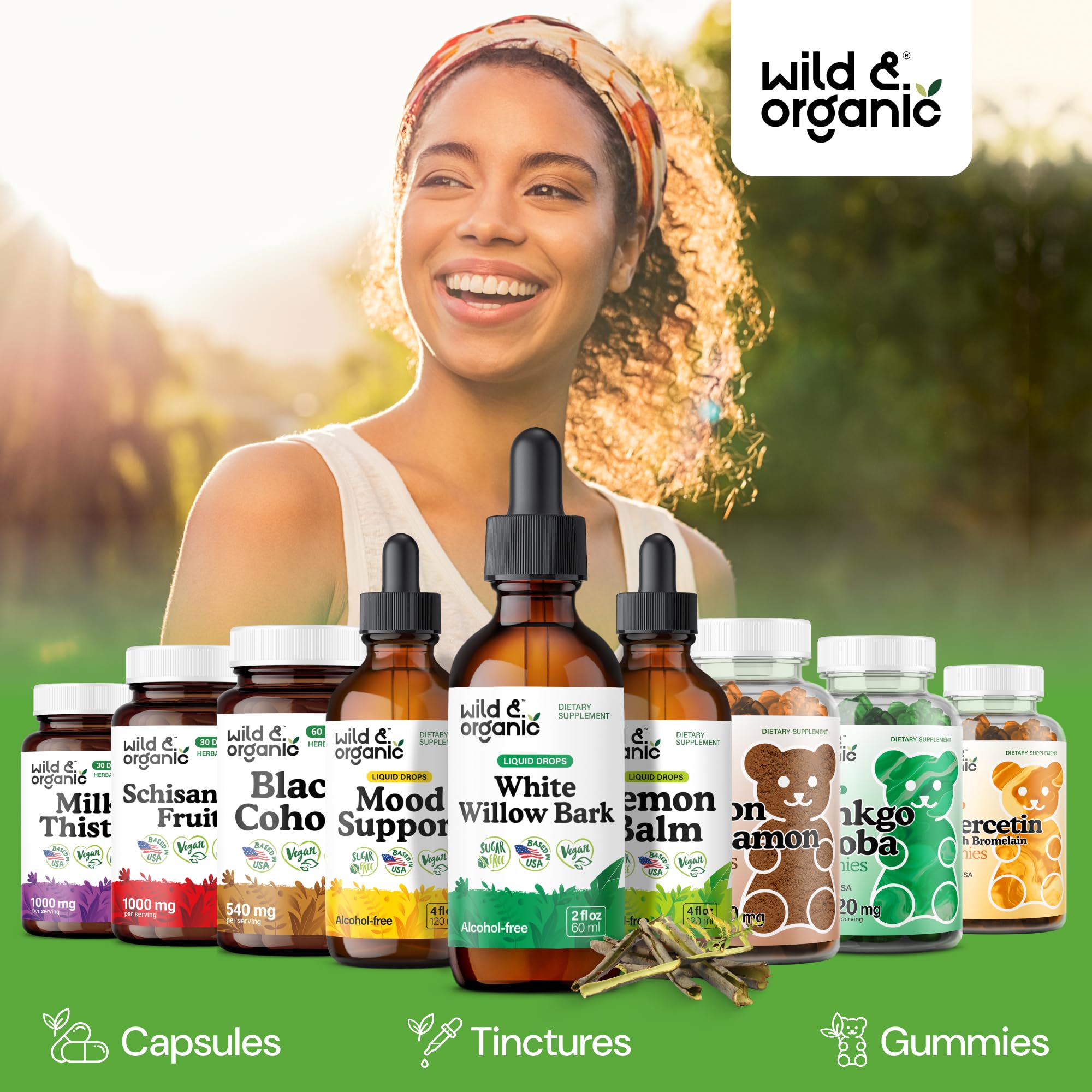 Wild & Organic frasco al lado de objeto para comparar tamaño y facilidad de transporte