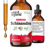 Wild & Organic frasco frontal con etiqueta clara y beneficio de relajación