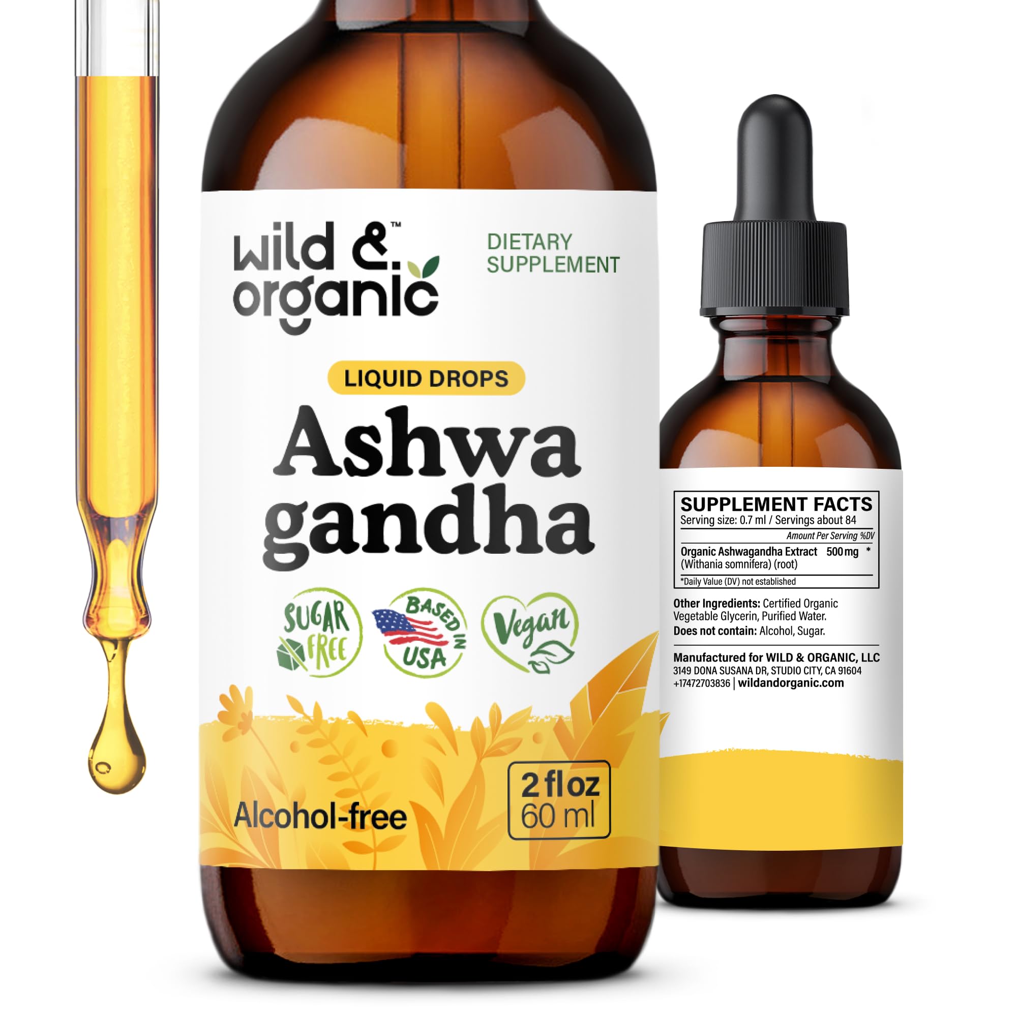 Wild & Organic frontal del frasco mostrando el diseño y beneficios