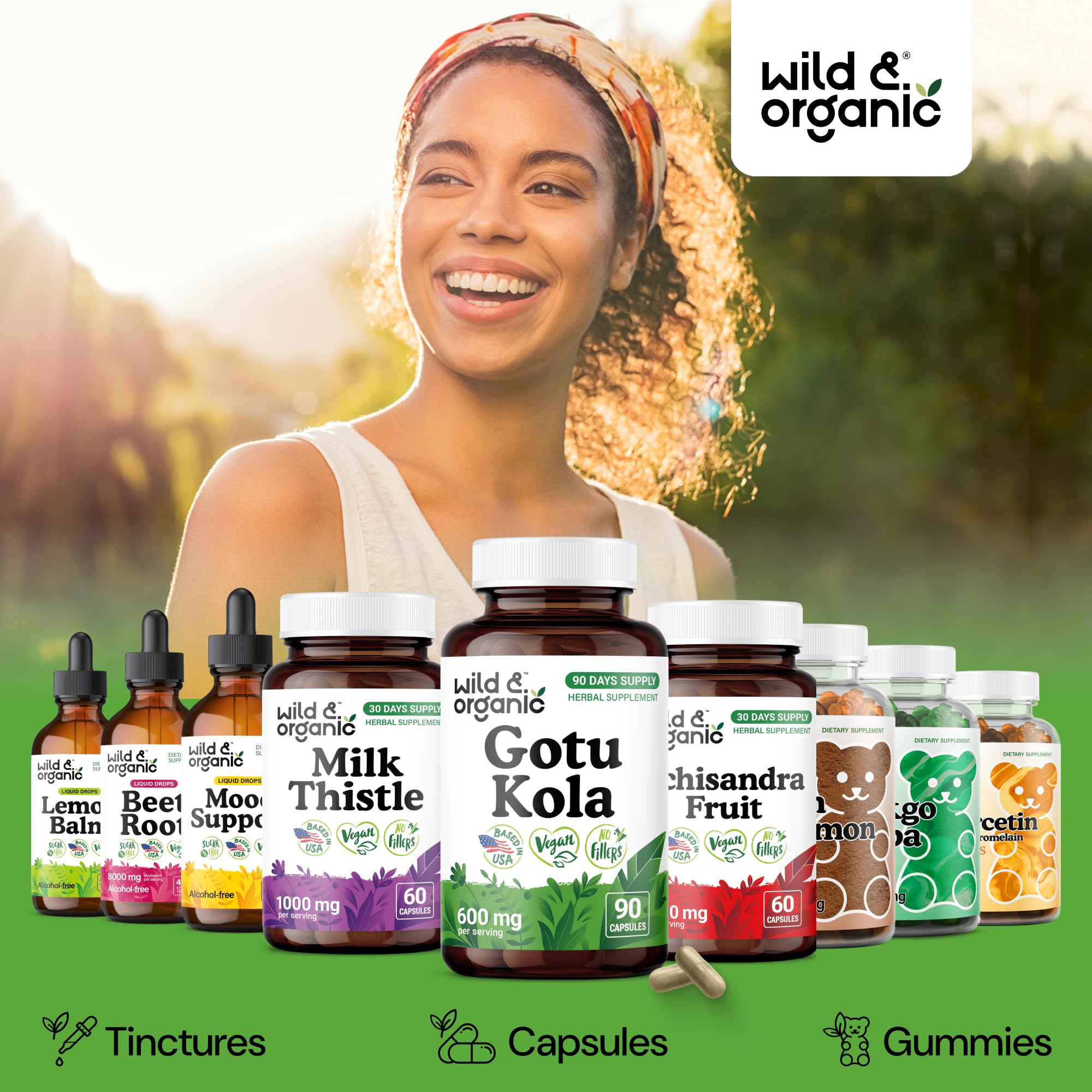 Wild & Organic cápsula abierta mostrando contenido vegetal puro