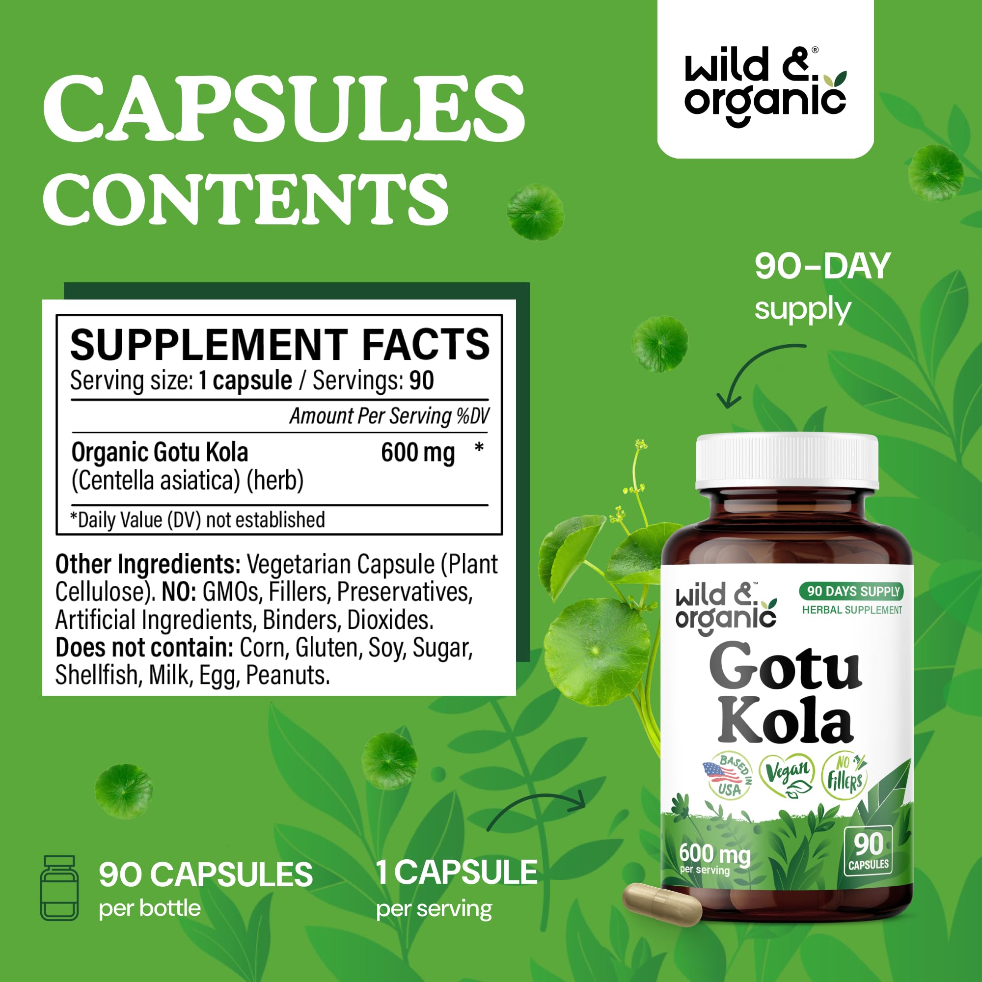 Wild & Organic polvo de gotu kola detalle de textura natural