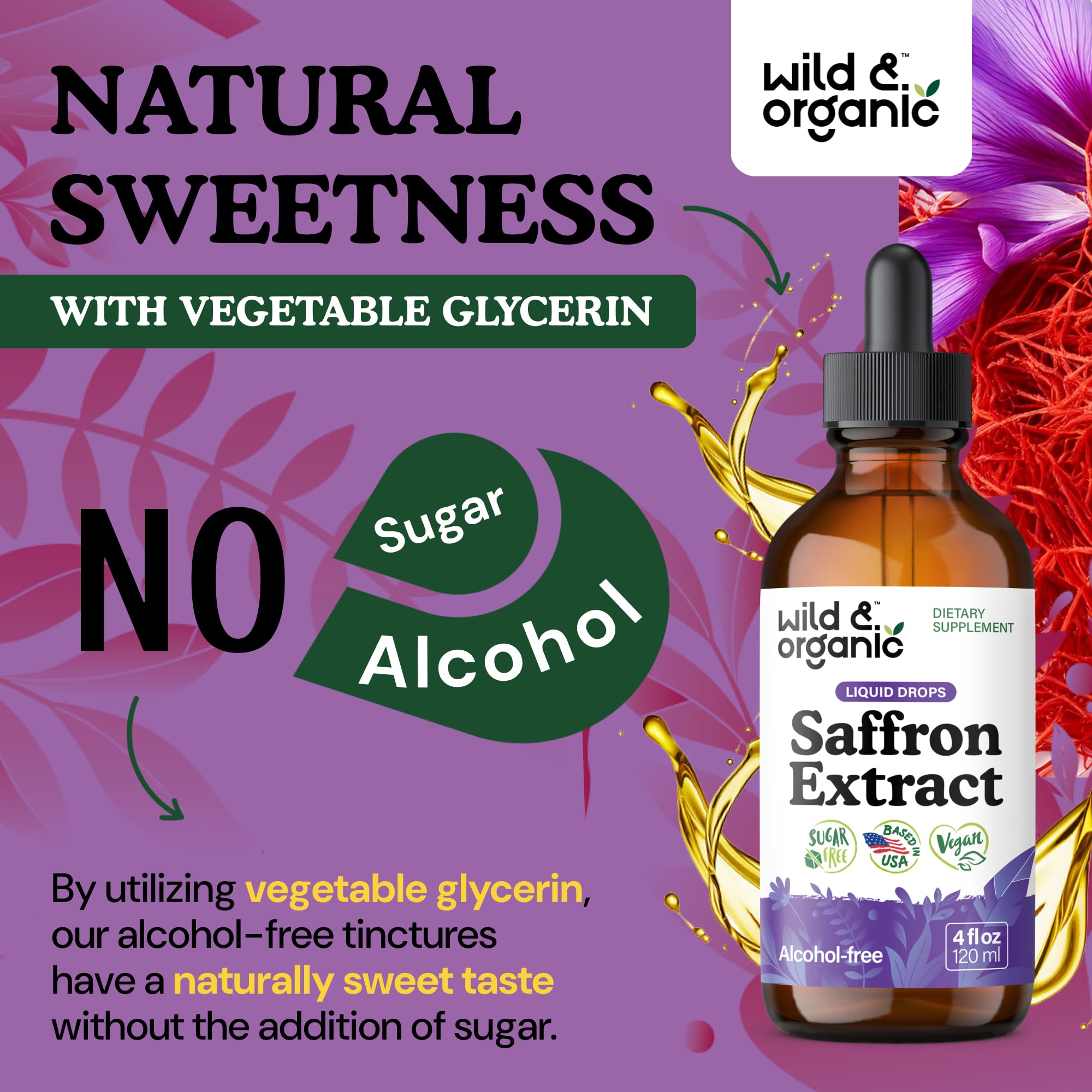 Wild & Organic azafrán en su forma floral mostrando origen Crocus sativus natural