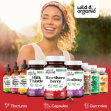 Wild & Organic ingredientes naturales exhibidos, sin rellenos añadidos