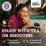 Wild & Organic gotas añadidas a una taza de té para uso diario