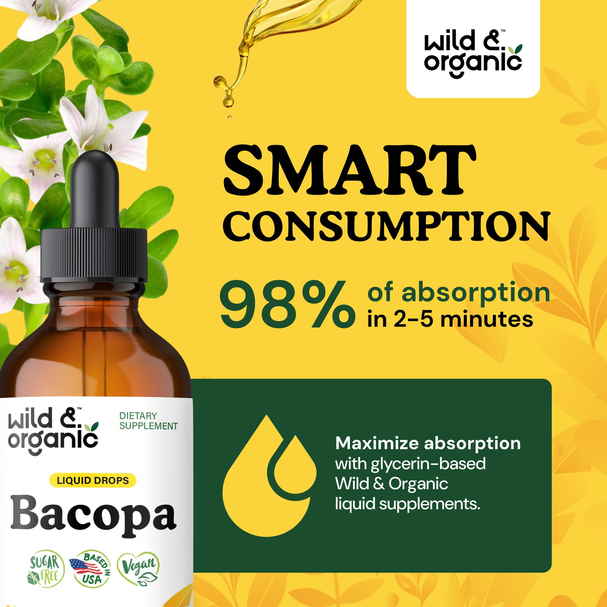 Wild & Organic tamaño comparado con mano para identificar dosis y duración