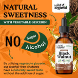 Wild & Organic frasco junto a cuchara medidora, tamaño compacto y práctico