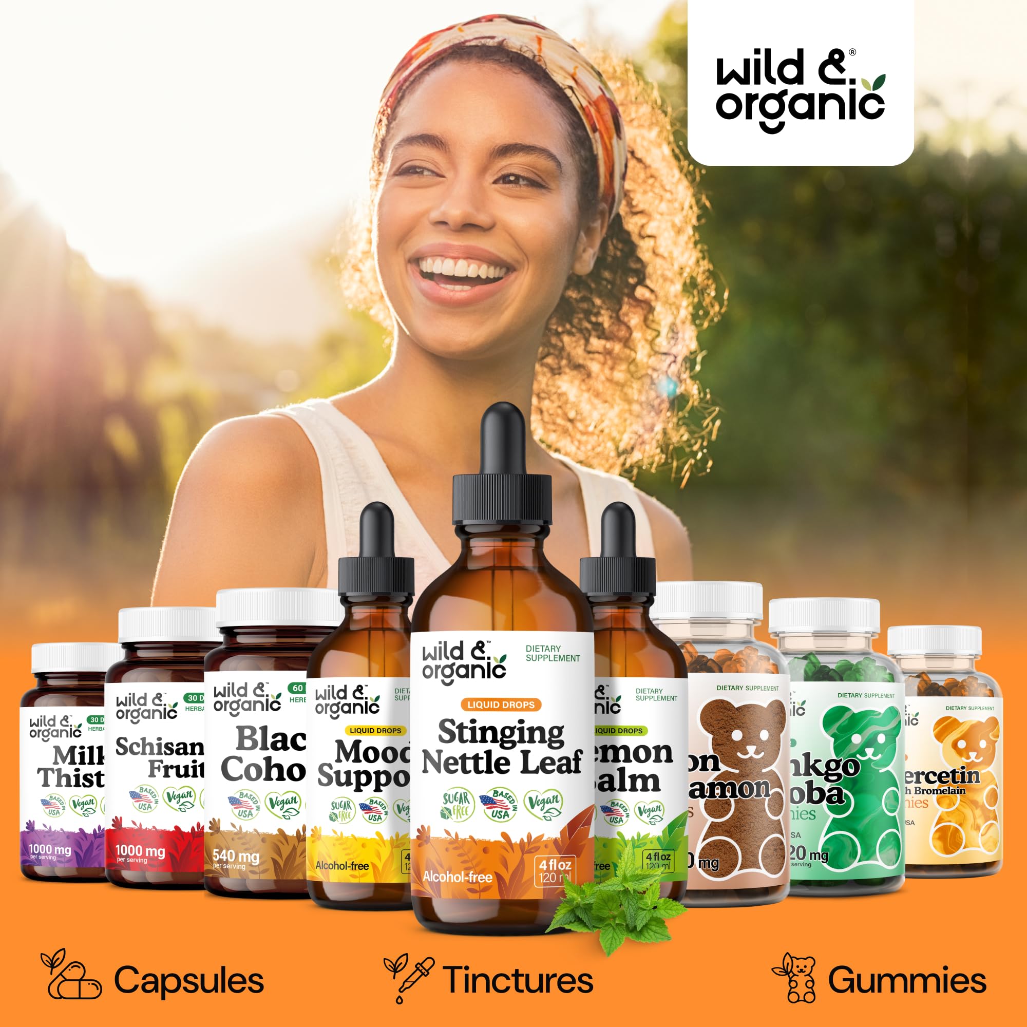 Wild & Organic vista lateral del frasco que muestra el volumen de 4 fl oz