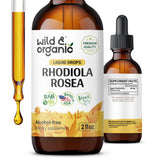 Wild & Organic frasco frontal mostrando la tintura y beneficio de dosificación clara
