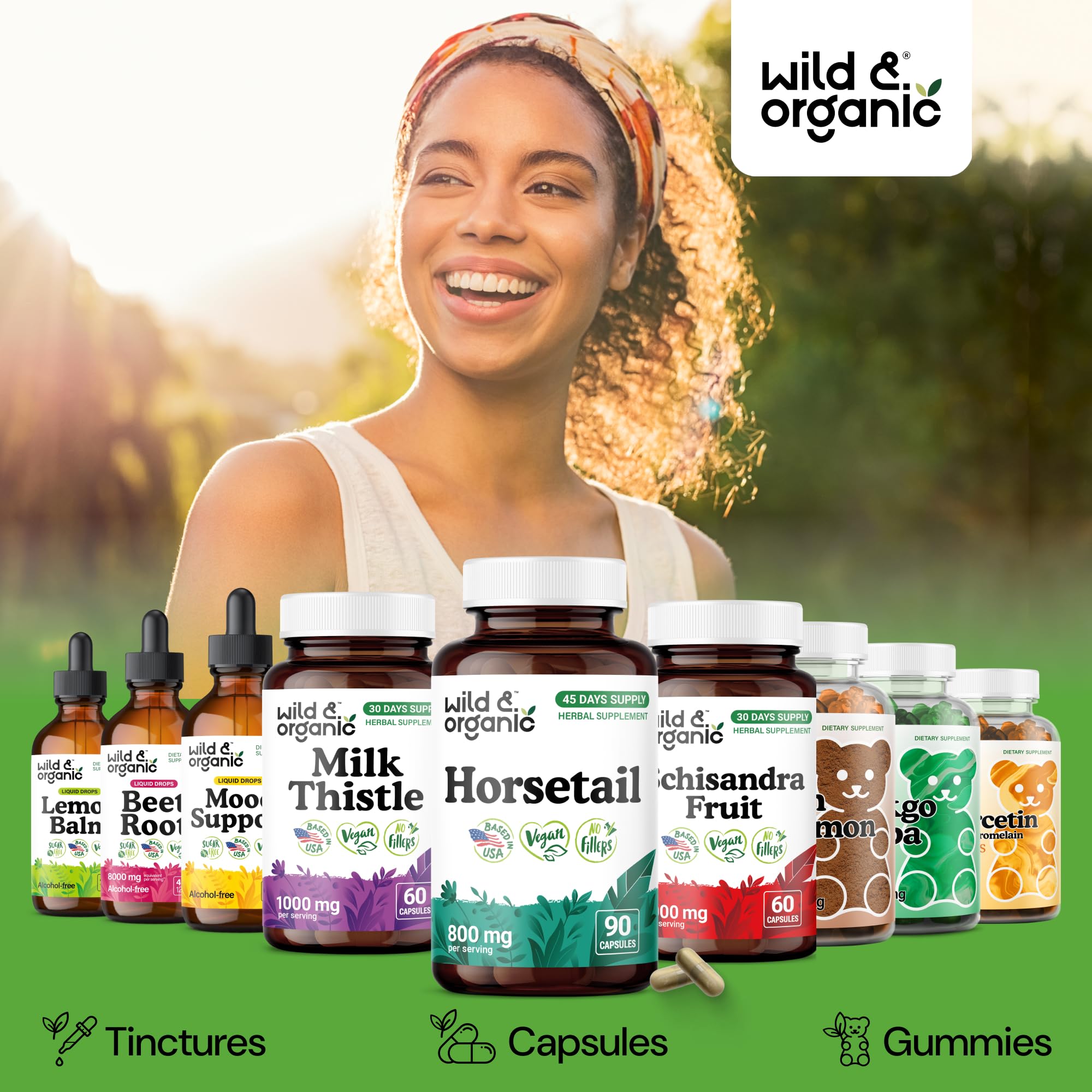 Wild & Organic cápsulas en mano integradas en rutina diaria