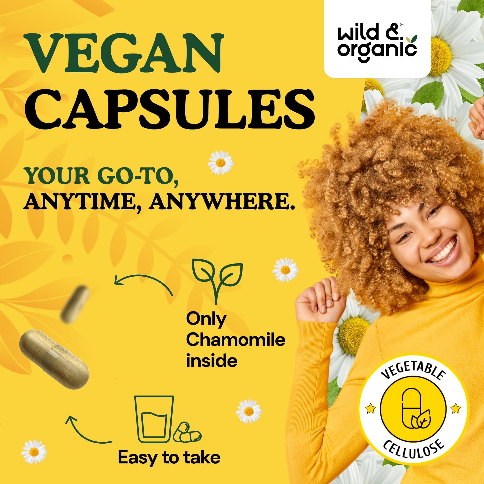 Wild & Organic persona sosteniendo cápsula en la mano para uso práctico y portable
