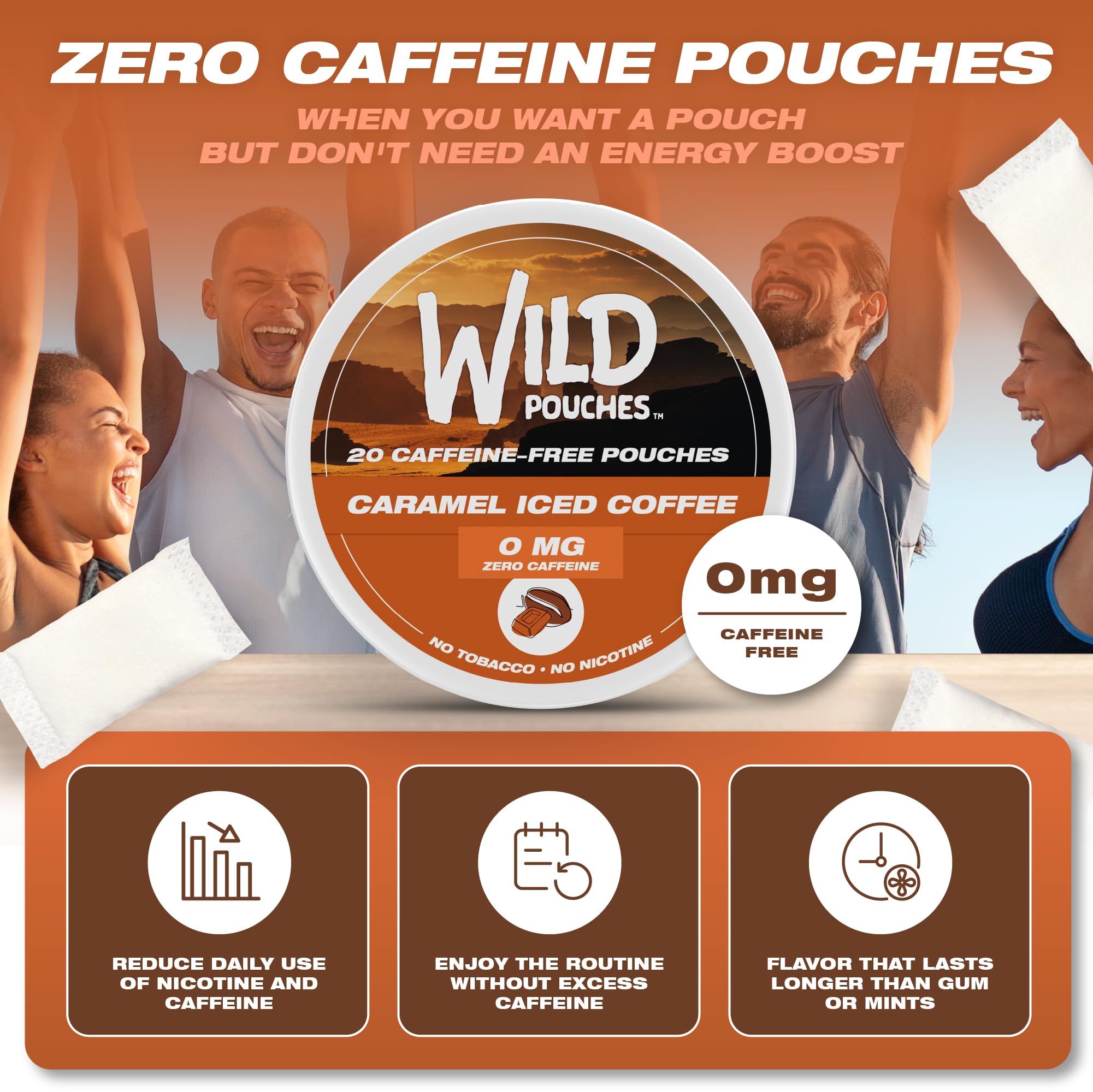Wild Pouches lata abierta con bolsitas que muestra facilidad de acceso