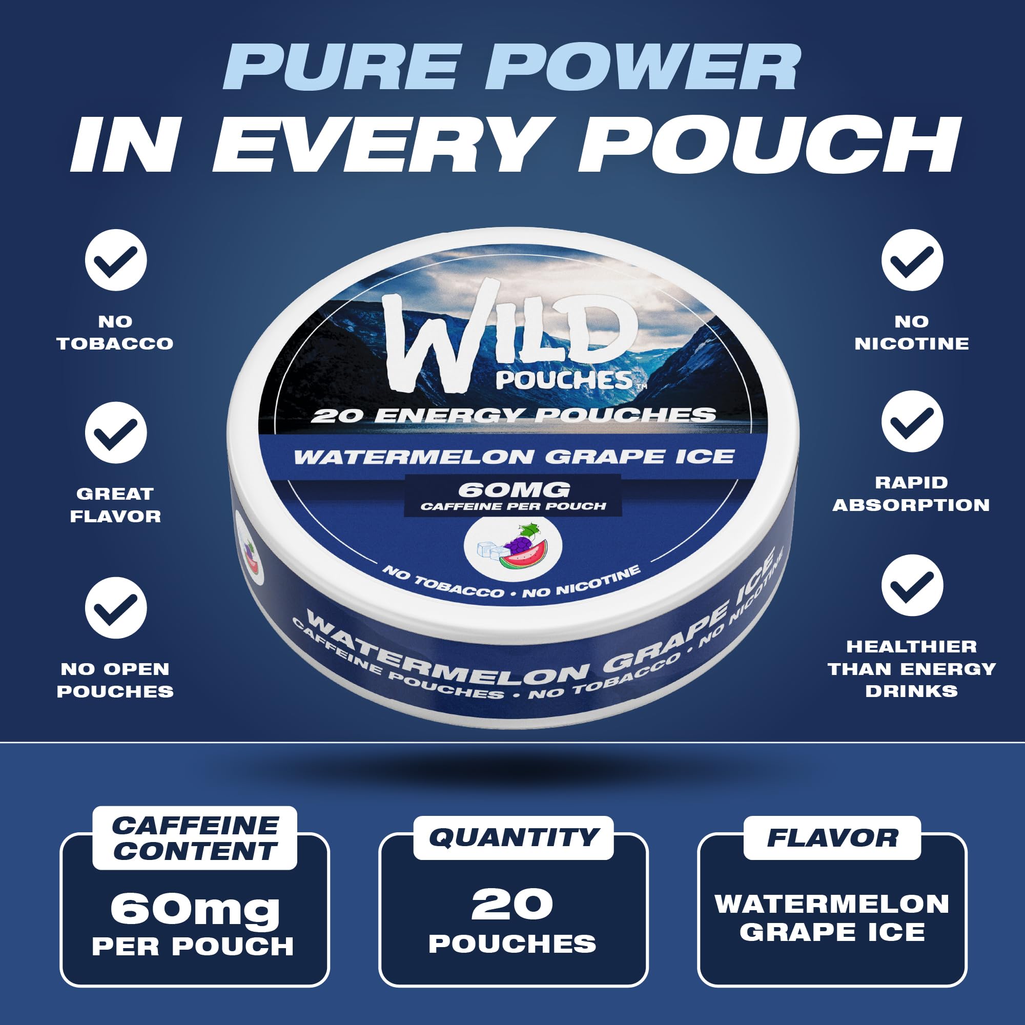 Wild Pouches lata abierta con bolsitas visibles y frescura