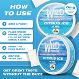 Wild Pouches etiqueta con ingredientes y calidad probada en EE. UU.