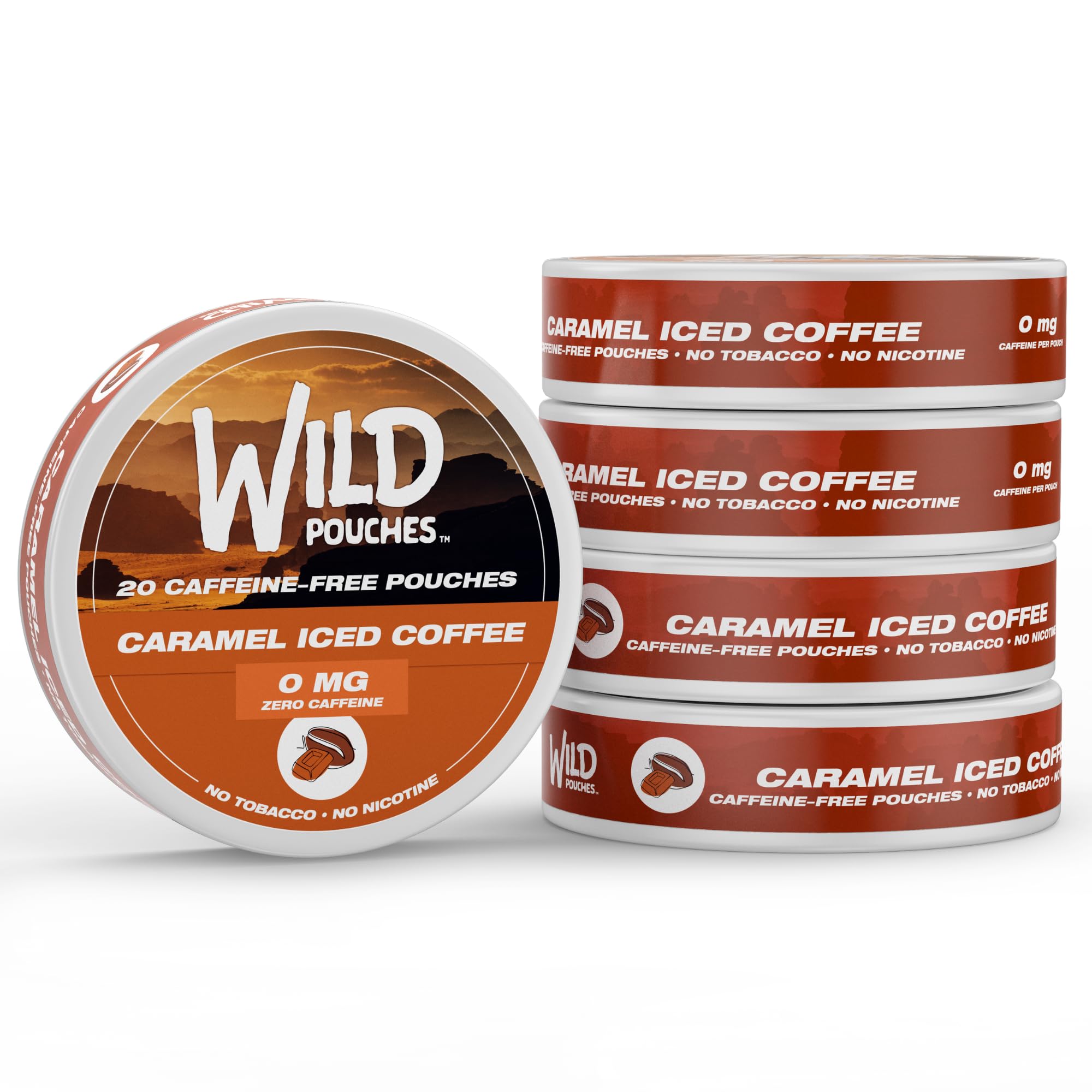 Wild Pouches vista frontal de la lata mostrando diseño y beneficio de portabilidad