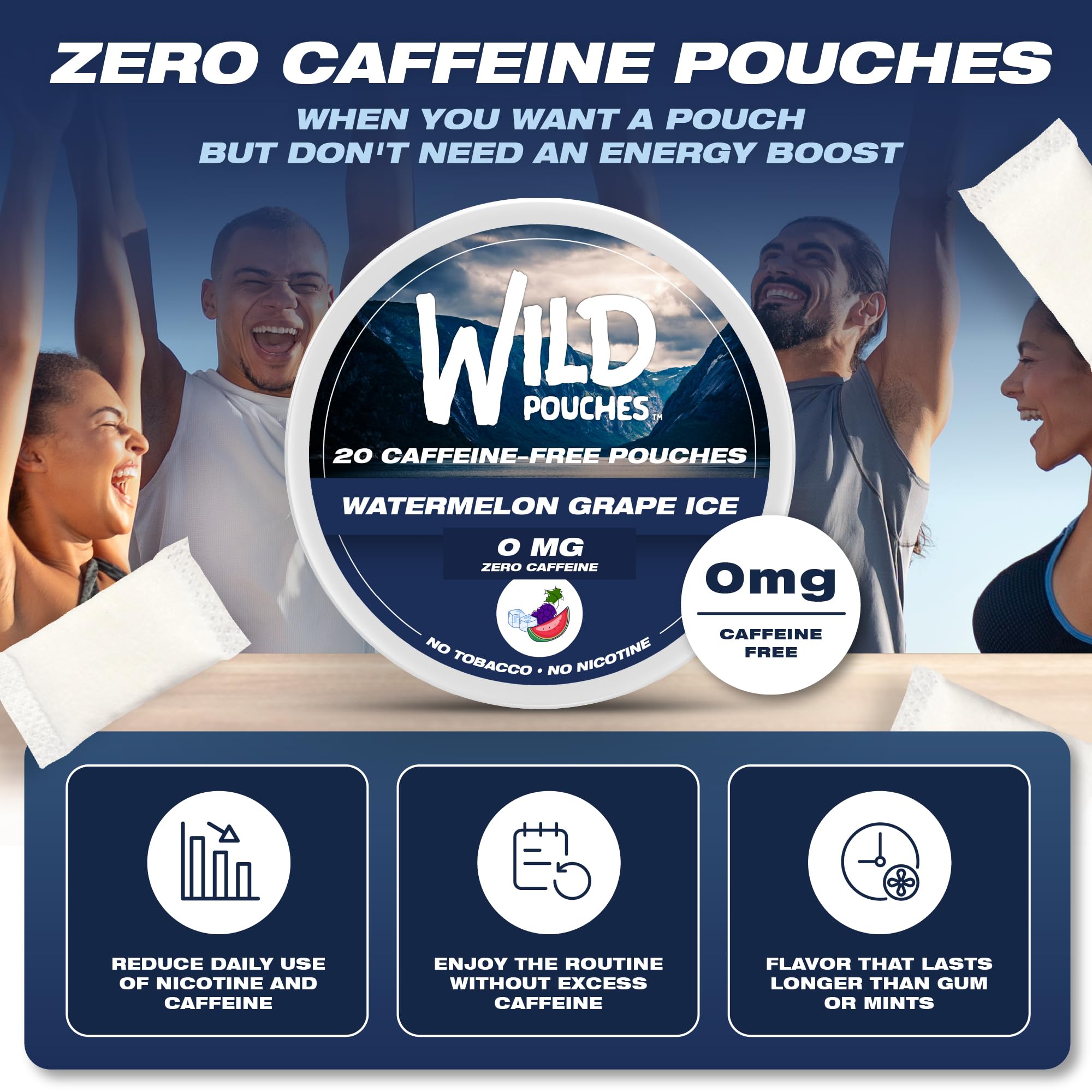 Wild Pouches bolsita en uso entre labio y encía sin nicotina