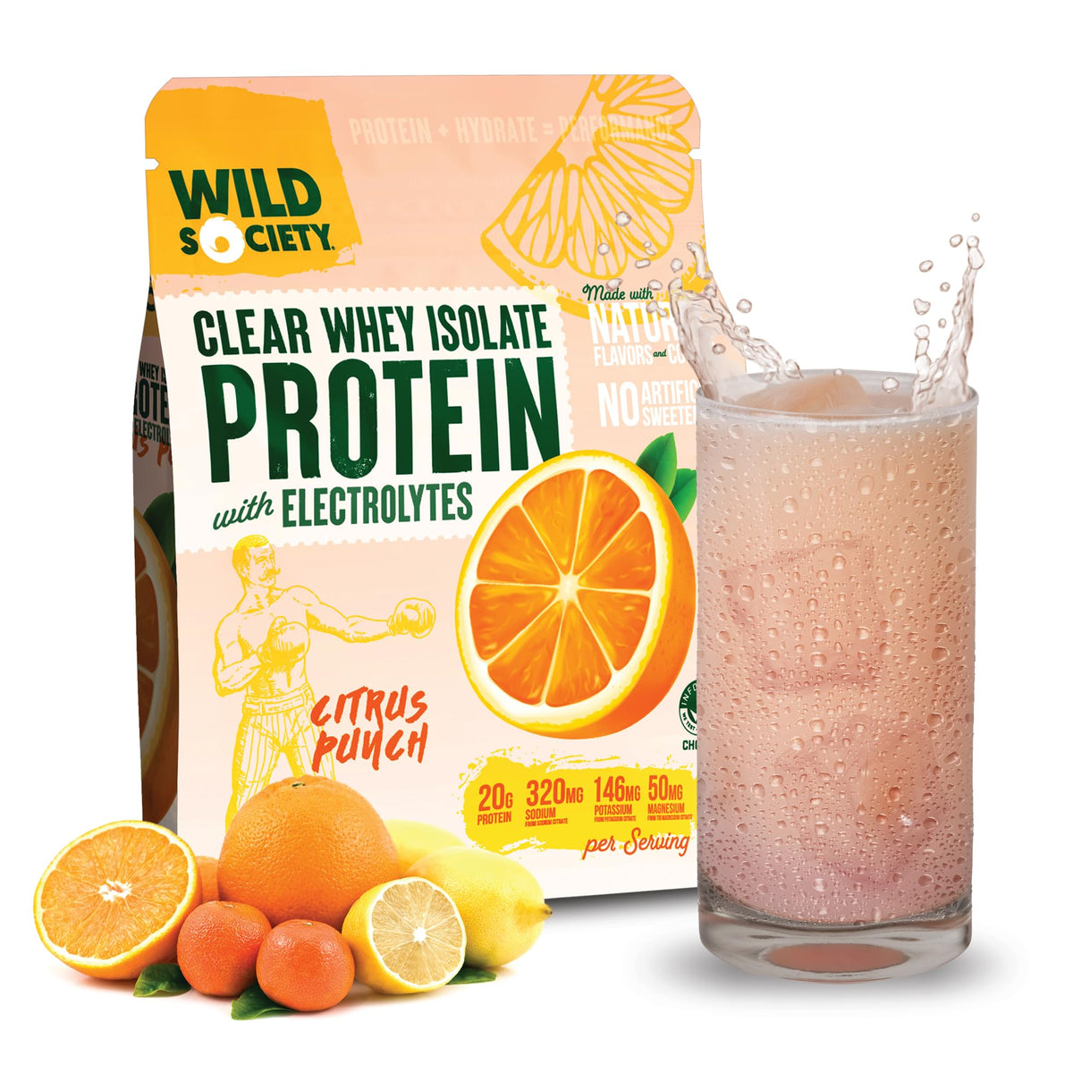 WILD SOCIETY envase frontal Citrus Punch mostrando diseño y beneficios