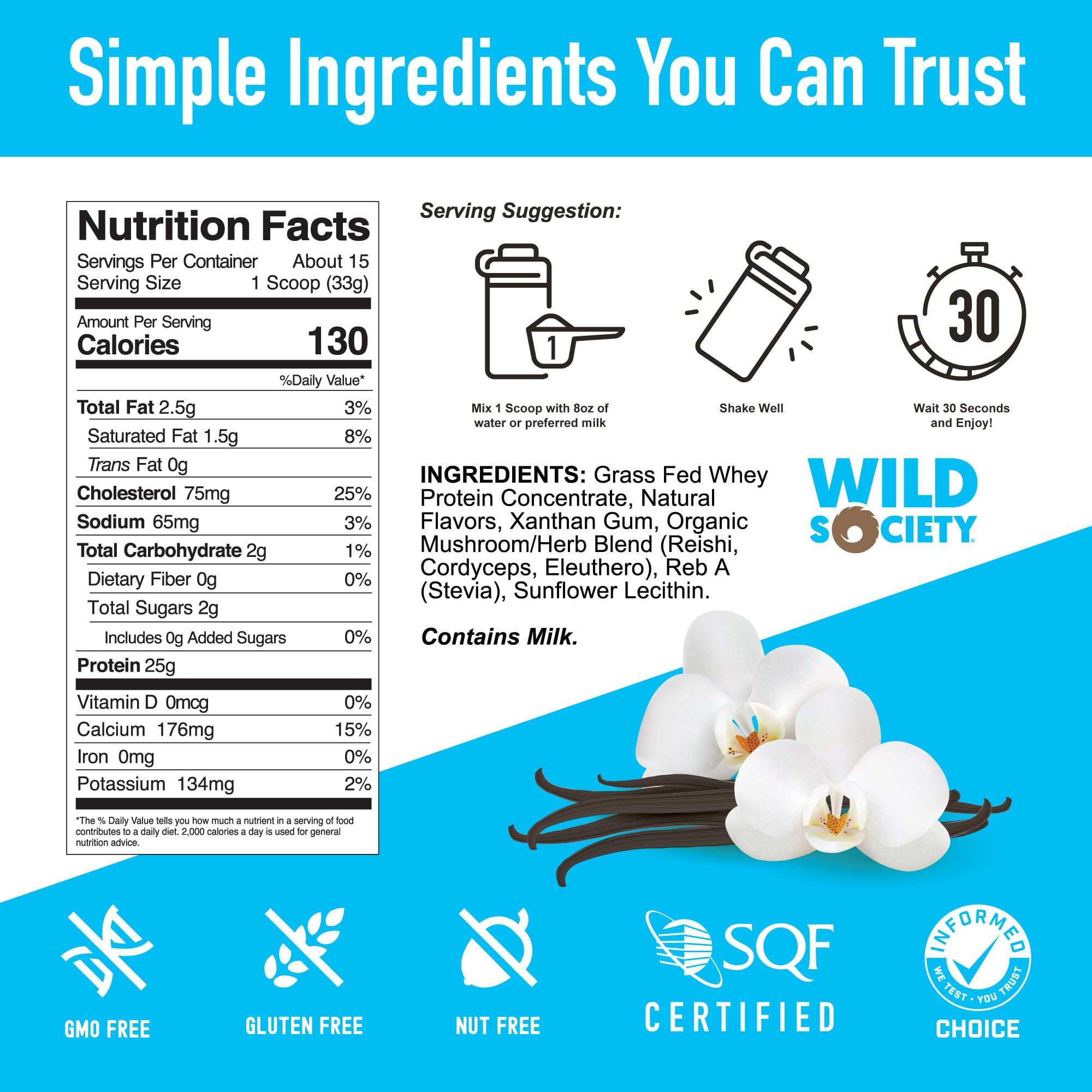 WILD SOCIETY etiqueta de ingredientes transparente que garantiza pureza