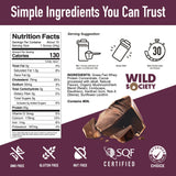 WILD SOCIETY etiqueta con ingredientes limpios y procesamiento en frío