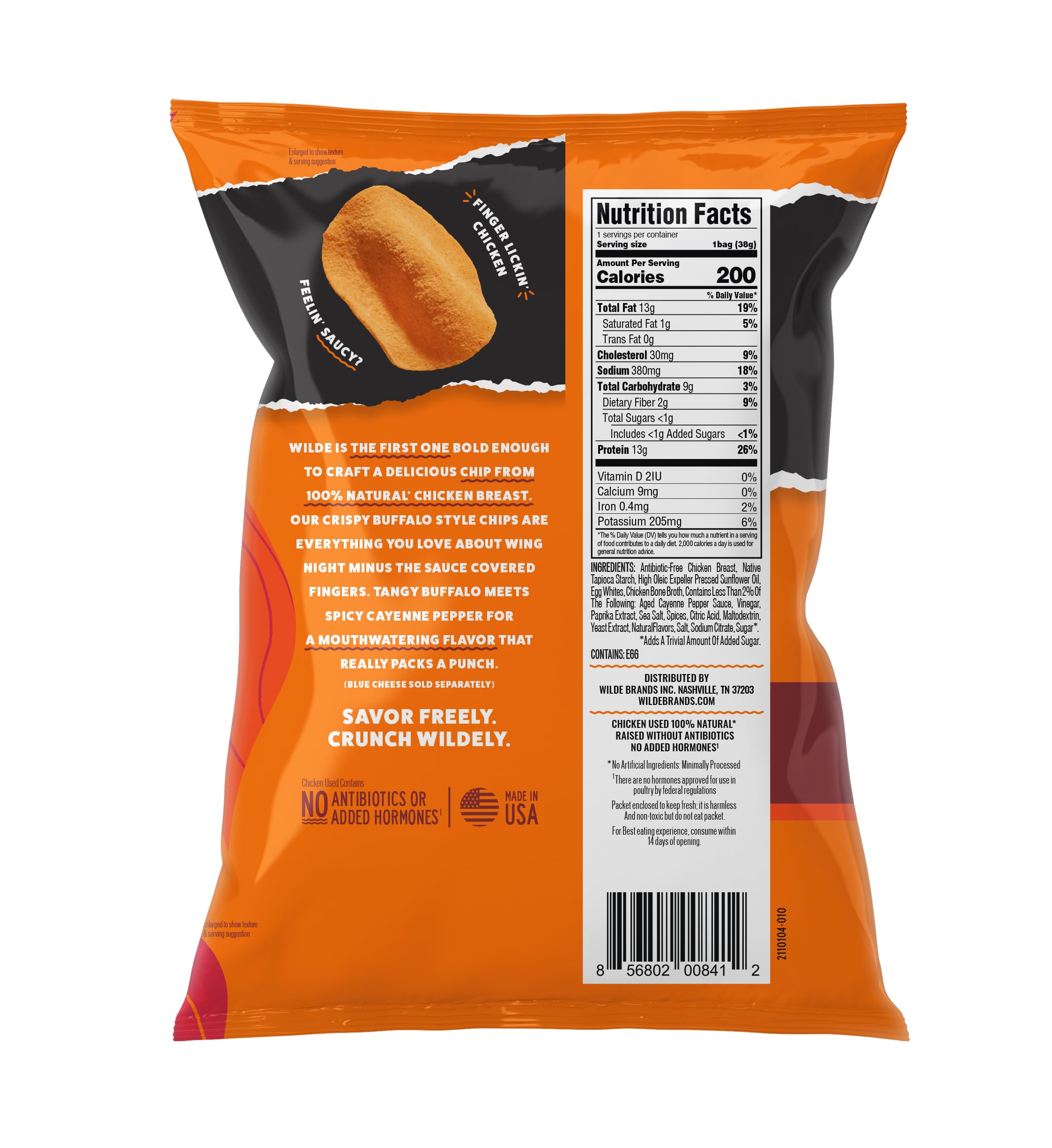 Wilde Chips primer plano de textura crujiente que destaca proteína real