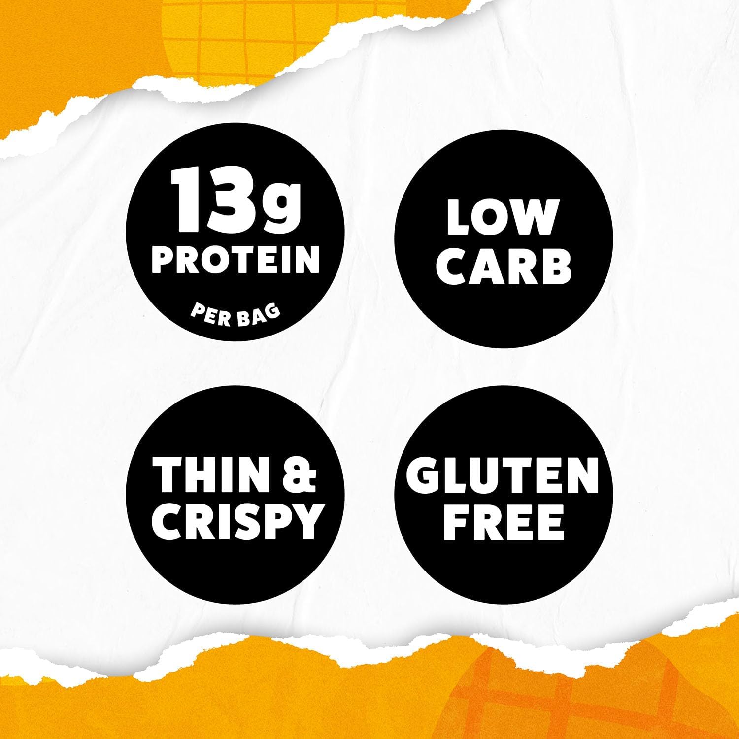Etiqueta Wilde Chips con lista de ingredientes naturales y beneficios proteicos