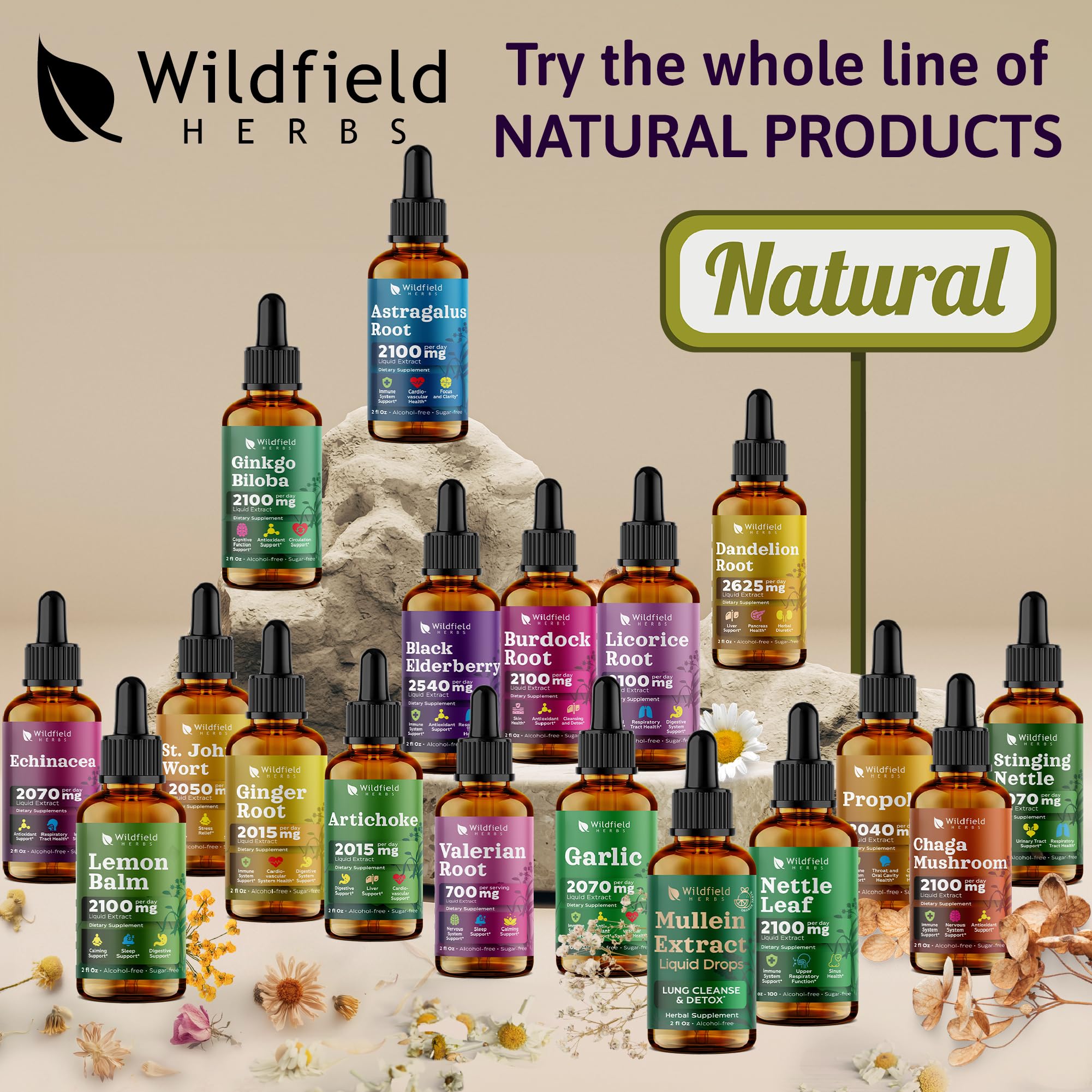 WILDFIELD HERBS presentación con hojas de milenrama para conexión natural