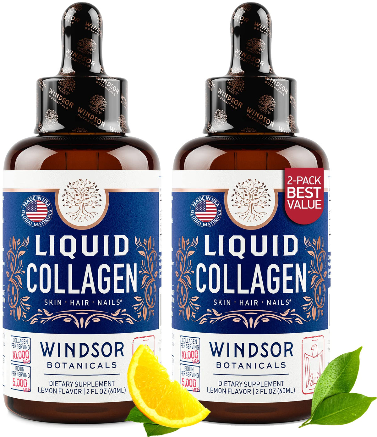 WINDSOR BOTANICALS envase frontal mostrando gotas concentradas y diseño claro