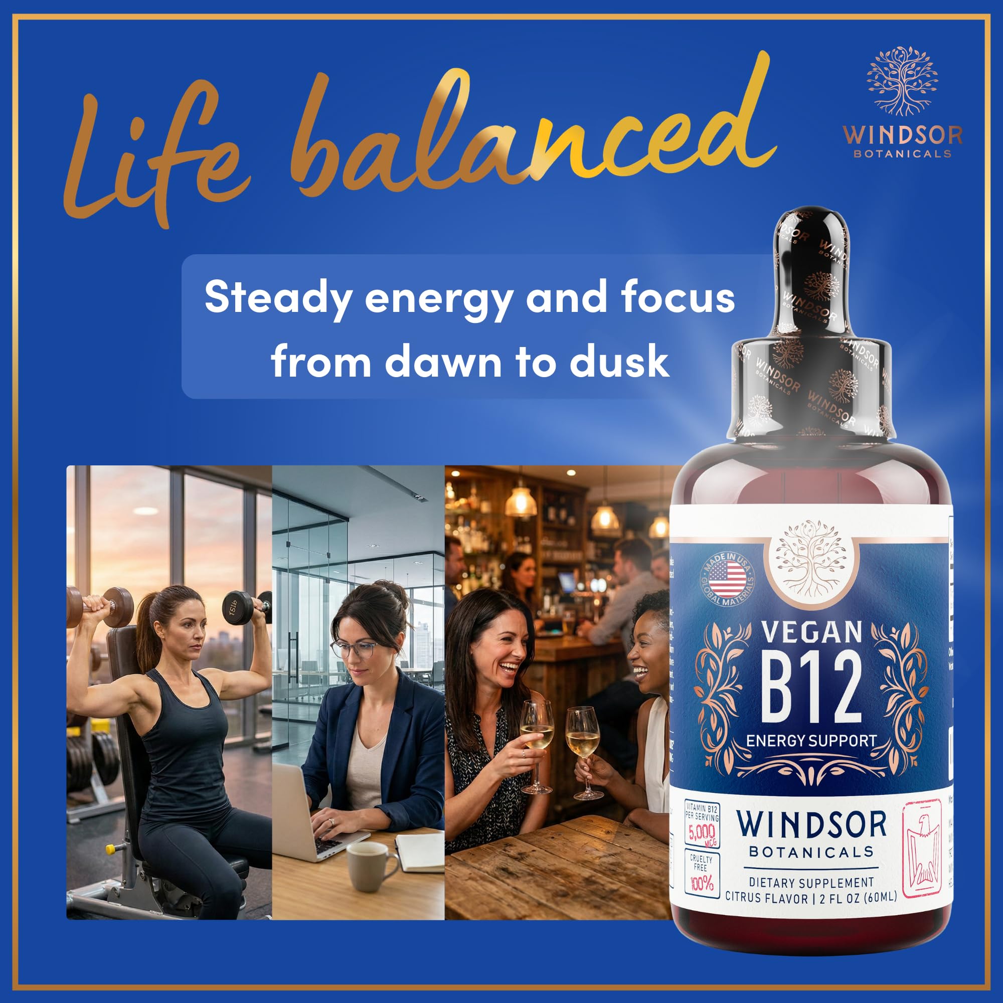 WINDSOR BOTANICALS ingredientes y aroma cítrico natural en primer plano