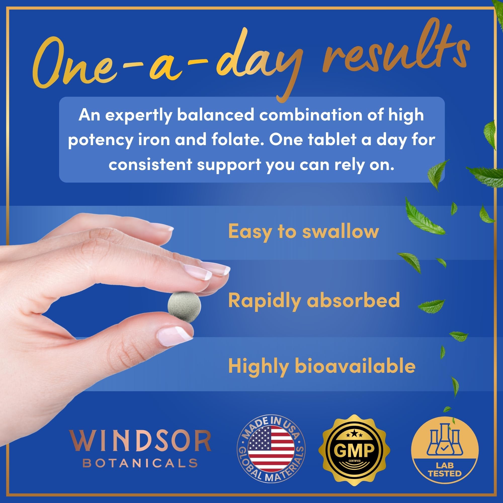 WINDSOR BOTANICALS etiqueta con ingredientes y dosificación para tranquilidad