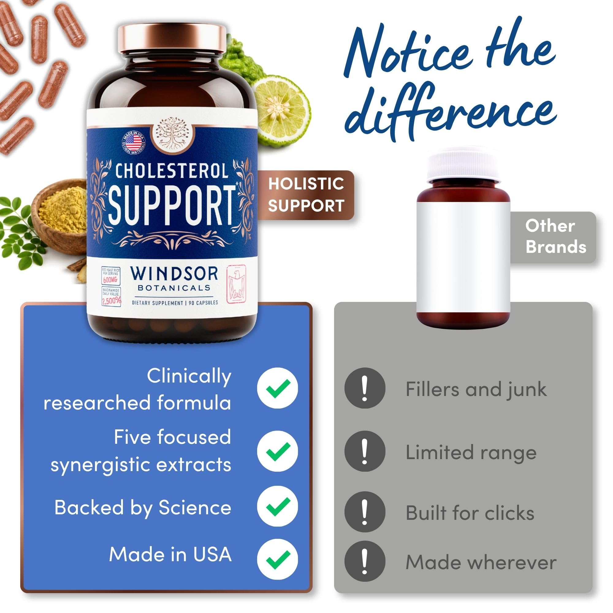 WINDSOR BOTANICALS suplemento junto a una rutina diaria saludable en mesa