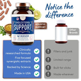 WINDSOR BOTANICALS suplemento junto a una rutina diaria saludable en mesa