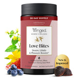 Winged Wellness frasco delantero mostrando 60 gominolas y beneficios