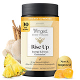 Winged Wellness frasco frontal con etiqueta clara, muestra confianza y beneficio diario