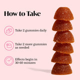 Gomitas Winged Wellness al lado de una regla para mostrar escala y tamaño