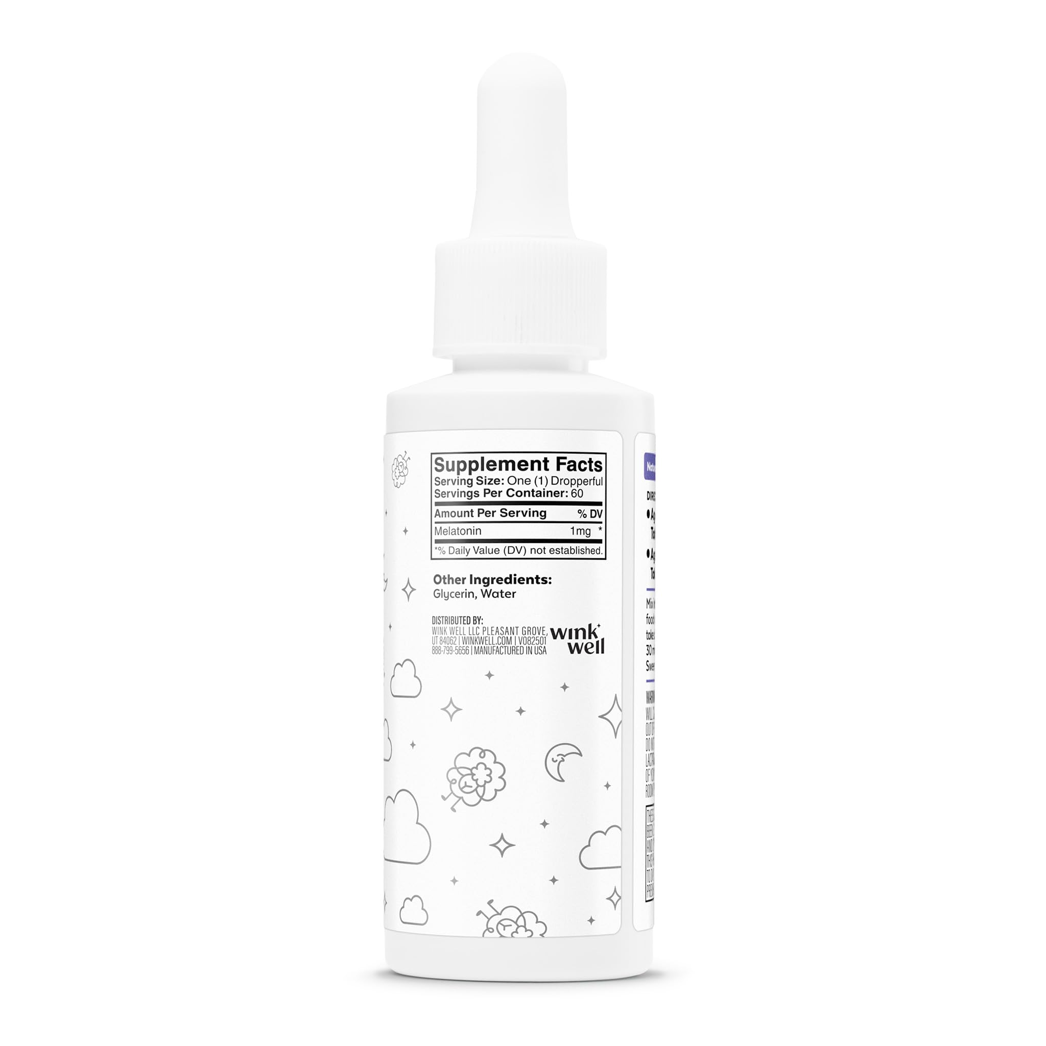 Wink Naturals etiqueta con información de ingredientes y dosis seguras