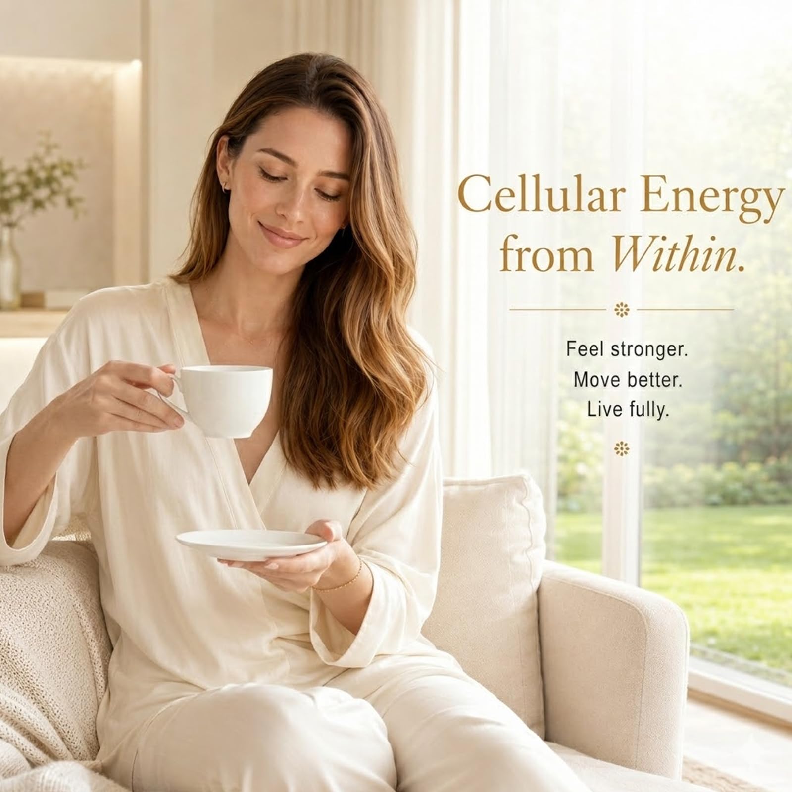 WINYEL detalle de ingredientes activos como Urolithin A, Resveratrol y CoQ10 visibles