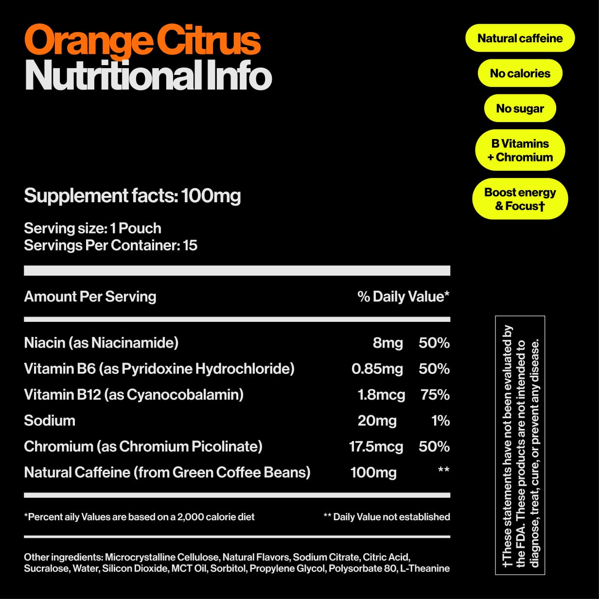 Wip etiqueta nutricional con información de cafeína y vitaminas