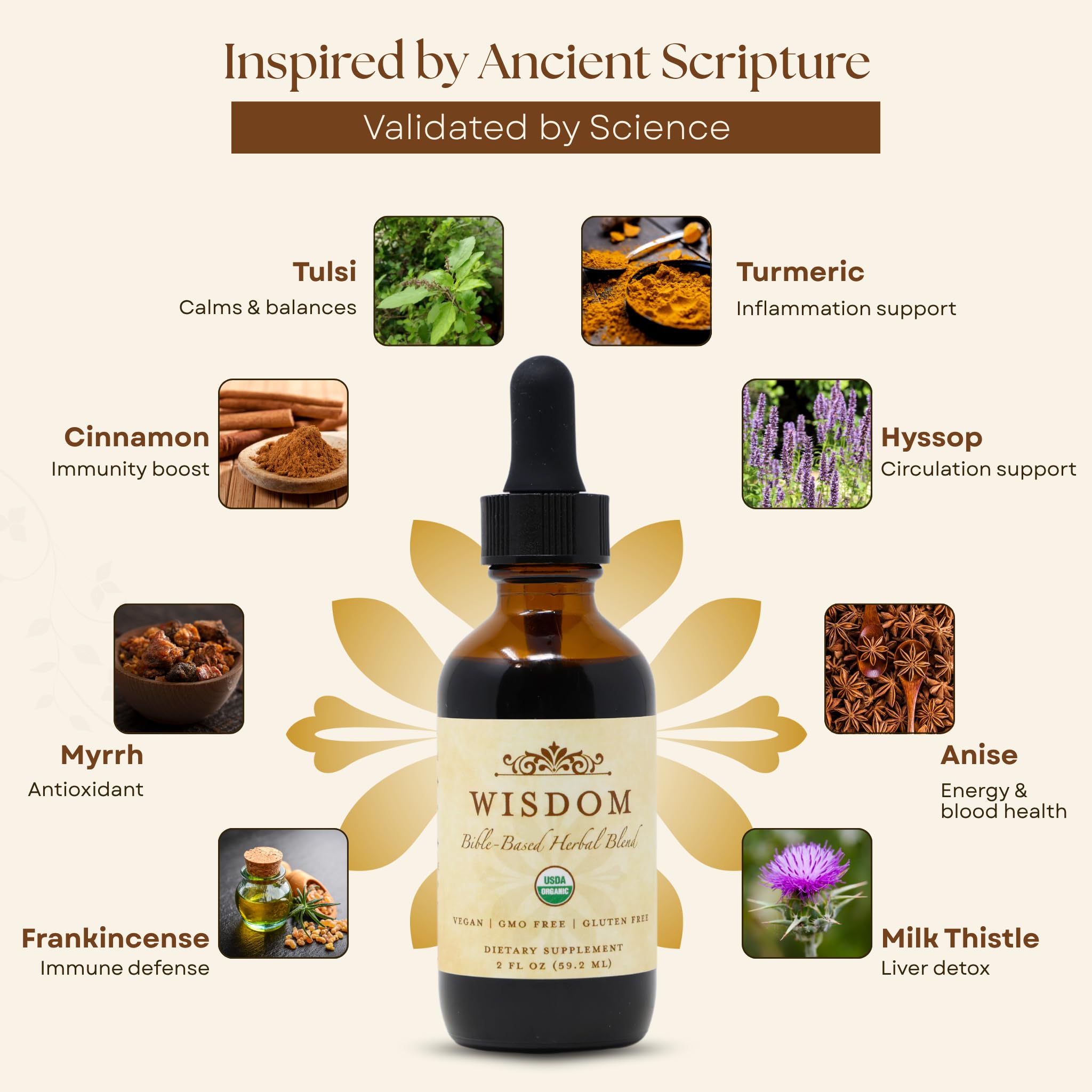 Wisdom Nutrition botella junto a mano para mostrar escala y portable