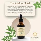 Wisdom Nutrition gotas en primer plano destacando textura y pureza