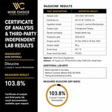 WISE CHOICE SUPPLEMENTS etiqueta con información de 2000 mg por servicio y pruebas
