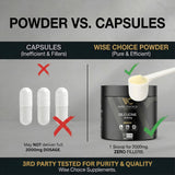 WISE CHOICE SUPPLEMENTS envase junto a una botella para referencia de tamaño