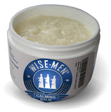 Wise Men Calm Balm textura cremosa en primer plano que muestra absorción y pureza