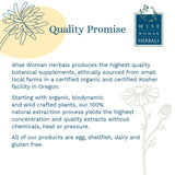 Wise Woman Herbals comparación de tamaño 2 fl oz para referencia de escala