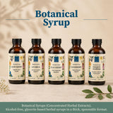 Wise Woman Herbals jarabe añadido a una taza de té mostrando uso práctico