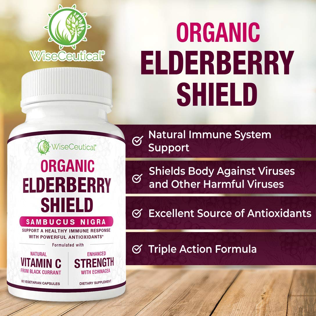 Wiseceutical etiqueta con lista de ingredientes orgánicos y dosificación