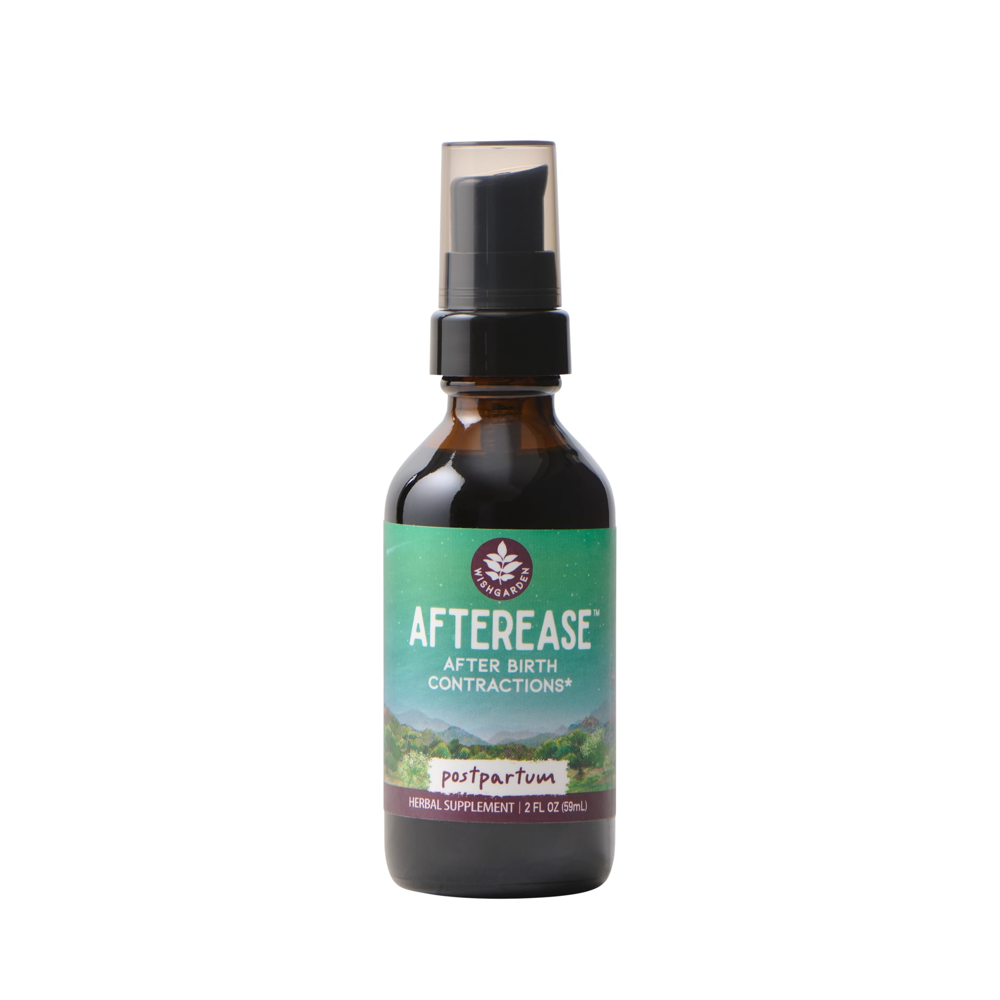 WishGarden AfterEase frontal mostrando envase y beneficio de apoyo posparto