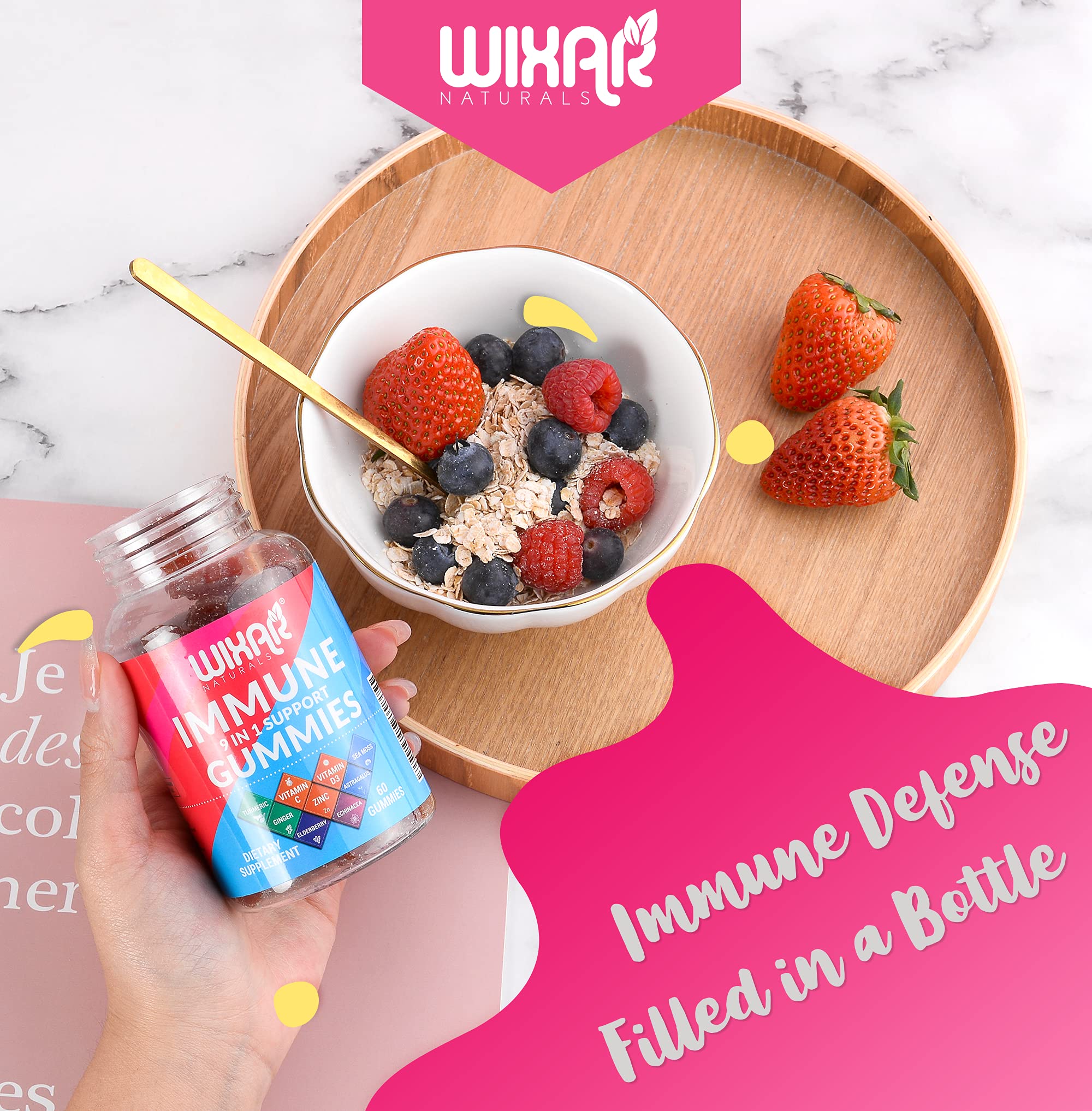 WIXAR NATURALS etiqueta con lista de ingredientes y certificaciones visibles