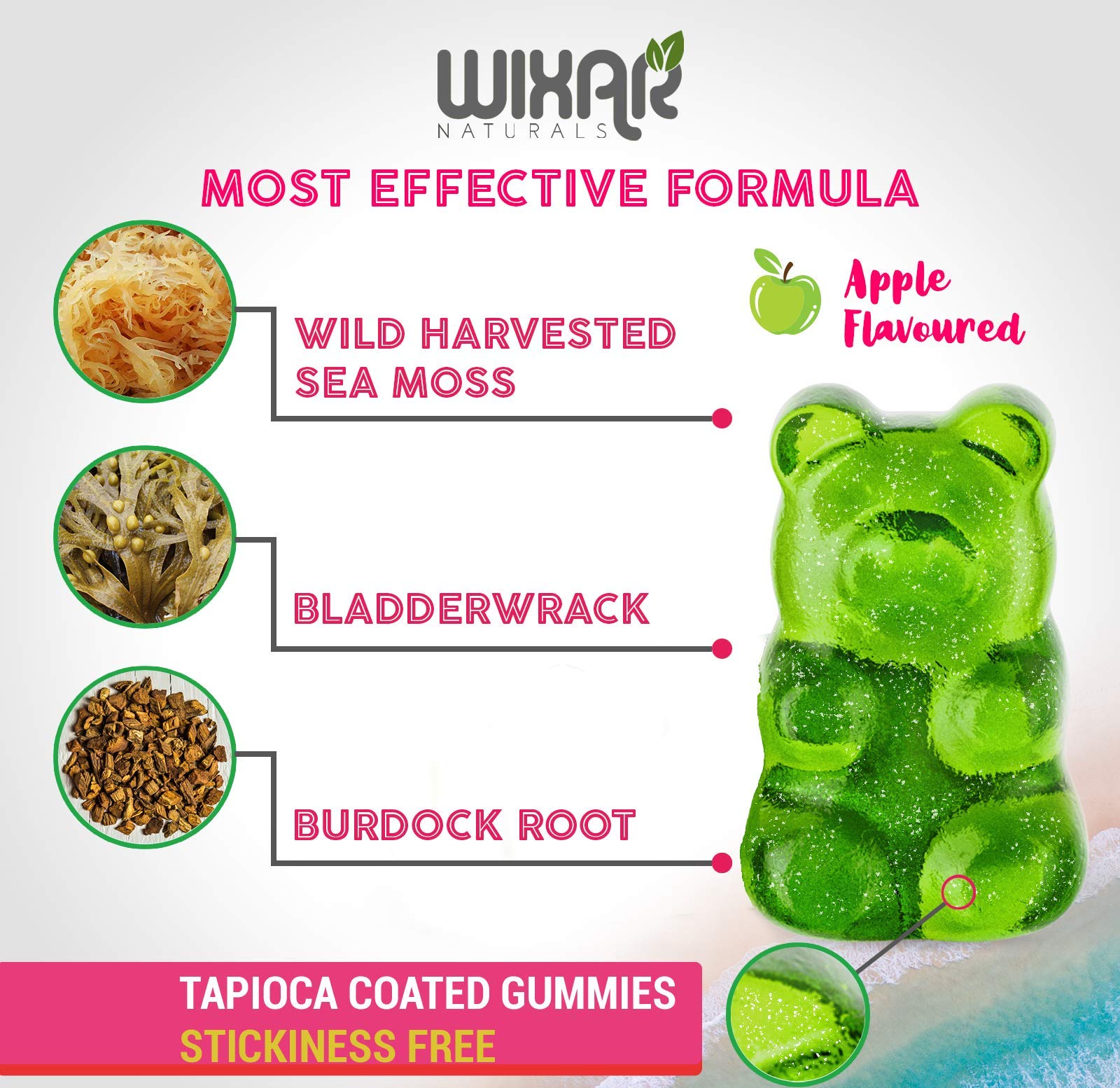 WIXAR NATURALS gomitas en mano para mostrar tamaño y fácil consumo
