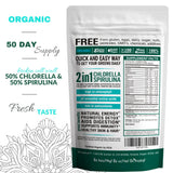 Close-up de tabletas Wizelephant espirulina chlorella mostrando textura fina y compacta