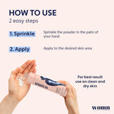 womn producto junto a una regla para mostrar el tamaño compacto 3.5 oz